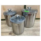 3 Stainless Steel Canisters with Lids