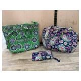 Vera Bradley 2 Quilted Bags & Wallet Set