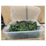 Plastic Tote with Artificial Greenery Vines