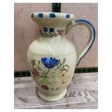 Hand-Painted Floral Ceramic Pitcher Vase