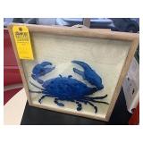 FRAMED 17X17 WALL DÉCOR - BLUE CRAB ON GLASS