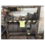 ASSORTED SIZE GRINDING WHEELS WITH RACK