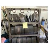 ASSORTED SIZE GRINDING WHEELS WITH RACK