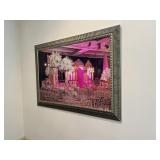 ASSORTED WALL DECOR - 3 FRAMED PICTURES / GOLD TON