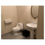 LOT BATHROOM - TOILET, PEDESTAL SINK, SHELF UNIT,