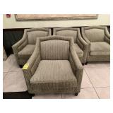 GREEN UPHOLSTERED ARM CHAIRS