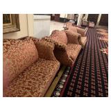 RED & GOLD BROCADE LOVE SEATS - 60