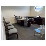 LOT OFFICE SUITE - DESK WITH GLASS TOP / 4 CHAIRS