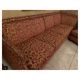 RED BROCADE 3-PIECE SECTIONAL SOFA