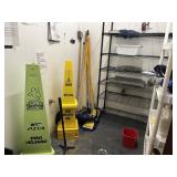 CONTENTS OF CLOSET - BROOMS, SHELVES, ETC