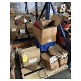 ASSORTED PINS, SPARK PLUGS, PARTS, STARTER GEARS,