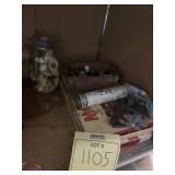 ASSORTED DECOR - ANTIQUE TOYS, GLASS JAR, ETC (110