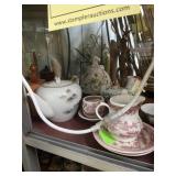 ASSORTED DECOR - ROCKS, TEA SETS, FIGURINES, TRIBA