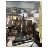 ASSORTED DECOR - FIGURINES, SAILBOAT, ETC (1095A /