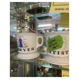 ASSORTED DECOR - 6- SHAVING MUGS / 2- BRUSHES (LEF