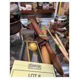 ASSORTED PIECES - WOOD KITCHEN ITEMS, CLAMP, CURLI