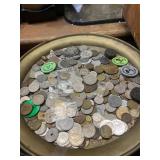 TRAY WITH ASSORTED COINS