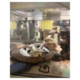 ASSORTED DECOR - ROCKS, SHELLS, PLATTER, ETC (1108