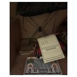 ASSORTED PIECES - ANTIQUE FOLDING CHAIR, LINOLEUM