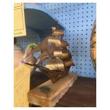 DECOR - METAL PIRATE SHIP ON ROCK BASE