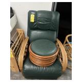 SET - GREEN RECLINER WITH FOOT STOOL & SIDE TABLE
