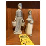 LLADRO FIGURINES - BOY WITH BUCKET / GIRL WITH PIG