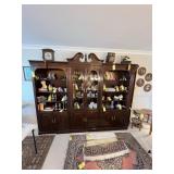 LARGE 3-PIECE GLASS & DARK WOOD CABINET - 115