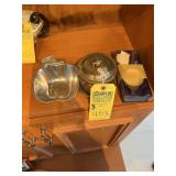 ASSORTED PIECES - SILVER TEA STRAINER / SUGAR POT