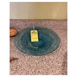 BLUE DECORATIVE SERVING BOWL