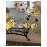 ASSORTED CANDLE STICKS - 2- GOLD / 2- SILVER