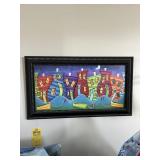 FRAMED & MATTED ARTWORK - WHIMSICAL HOUSES WITH BO