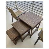 PATIO SET - 2- CHAIRS WITH CUSHIONS / 3- NESTING T