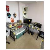 METAL & GLASS ROUNDED CORNER DESK
