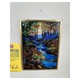 STAINED GLASS-LIKE PICTURE - DEER AT THE STREAM