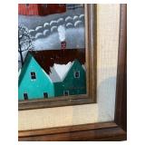 FRAMED & MATTED PICTURE - WINTERY BARN / HOUSE SCE
