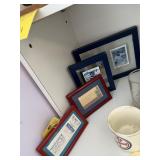 ASSORTED FRAMED TICKETS & BASEBALL CARDS