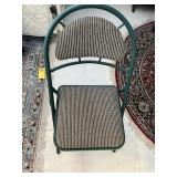 GREEN FOLDING CHAIRS WITH MULTI-COLOR PADDED FABRI