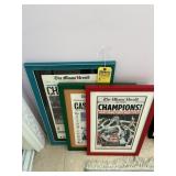 ASSORTED FRAMED & MATTED SPORTS ARTICLES - HEAT /