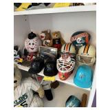 ASSORTED SPORTS MEMORABILIA - HELMETS, STUFFED TOY