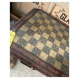 WOOD GAME TABLE WITH GLASS CHESS SET