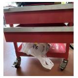 ROLLING RED TOOL CART WITH SHELF & 2 DRAWERS