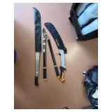 ASSORTED GARDEN TOOLS - MACHETE, LOPPERS, ETC