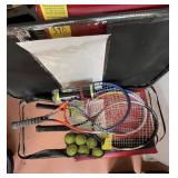 ASSORTED TENNIS RACKETS WITH TENNIS BALLS