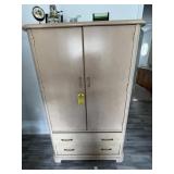 WOOD ARMOIRE WITH 2 DOORS, 3 DRAWERS & SHELF