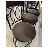 WOOD & METAL BAR STOOLS WITH CLOTH SEATS