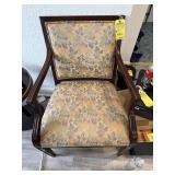 WOOD FRAME ARM CHAIRS WITH AUTUMN LEAF PATTERN FAB