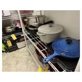 ASSORTED ITEMS - 1- ENAMEL CAST IRON POT / 1- ENAM