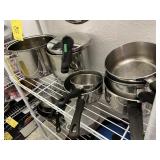 ASSORTED ITEMS - 6- POTS / 1- PRESSURE COOKER