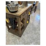 ROLLING ISLAND WITH DRAWERS, SHELVES & CABINET - A