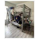 METAL BUNK BED WITH DESK ATTACHMENT, MATTRESSES, L